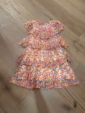 Lola + The Boys White Tulle Dress with Bright Polka Dots